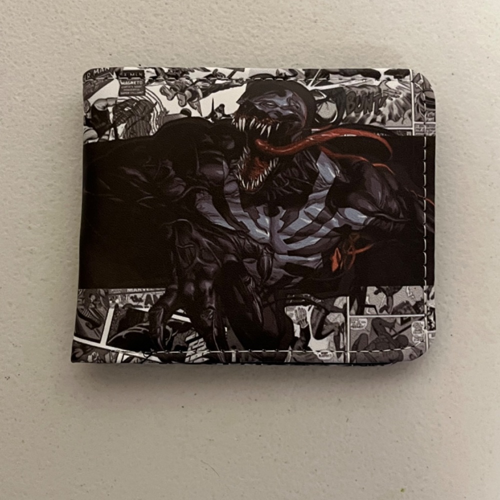 Comic Venom Faux Leather Wallet New Black White Spiderman White Money Holder